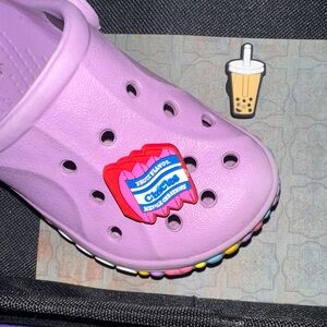 JIBBITZ. CROC CHARMS. Two food items. YUM. Baby Croc not included.